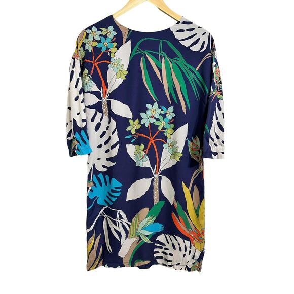 Vilagallo Womens Silk Floral Print 3/4 Sleeve Boho Shift Dress Casual Size 36 - Picture 1 of 9
